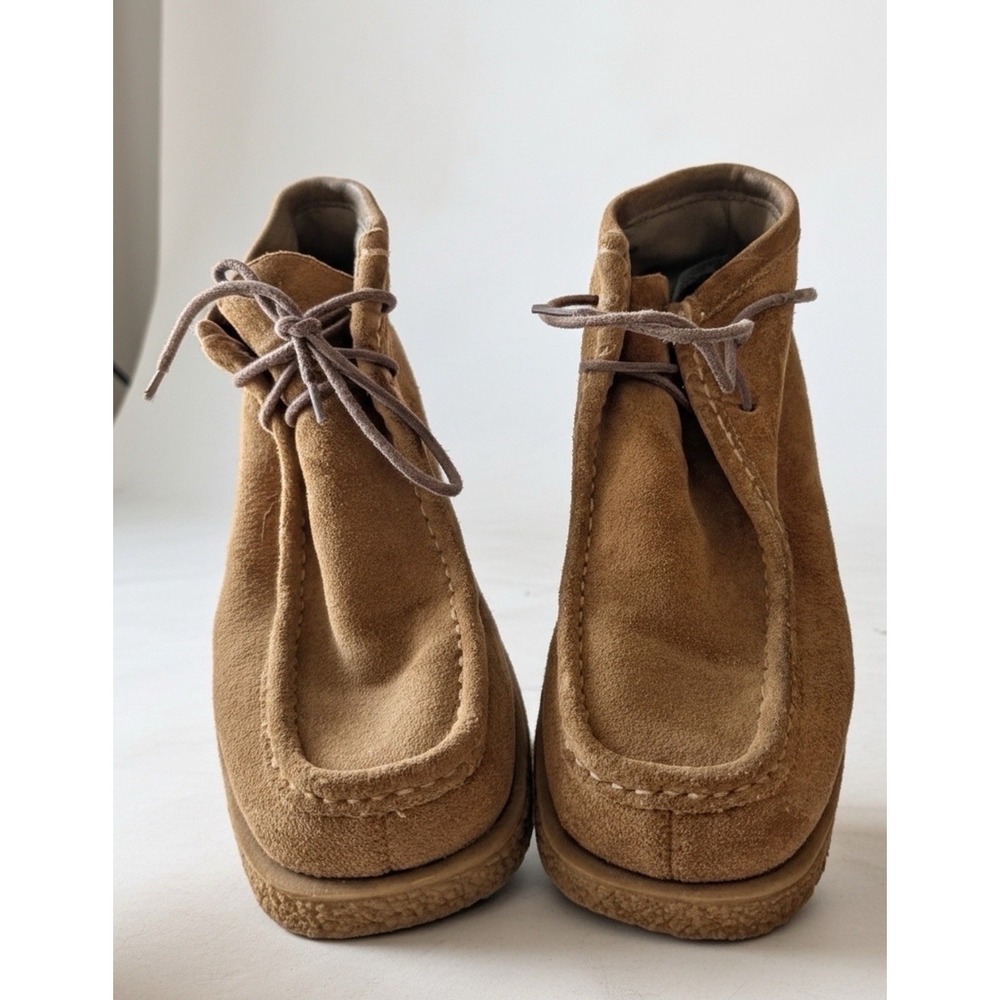Vintage Y2K Suede Wallabee Boots Womens 9 Moccasin Style Chunky 90s Grunge Boho